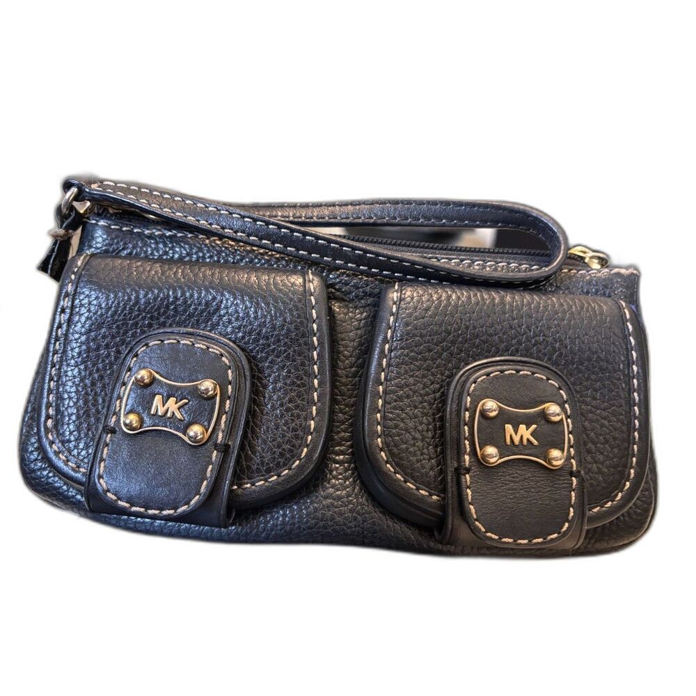 VTG Michael Kors Black Pebbled Leather Roadie Bag Purse